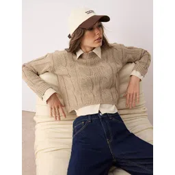 Trendyol Women Round Neck Crop Pullover-image-15