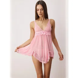 Trendyol Women Self Design Shoulder Strap Baby Doll-picture-18