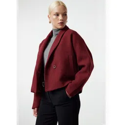 Trendyol Women Solid Double Breasted Notched Collar Overcoat-image-49