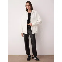 Trendyol Women Solid Hooded Neck Long Sleeves Front-Open Oversized Sweatshirt-picture-15