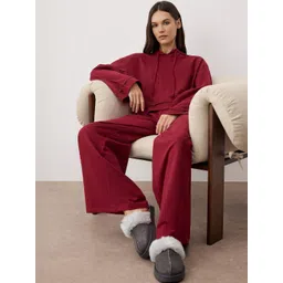 Trendyol Women Solid Hooded Neck T-shirt & Pajama Night suit-image-10