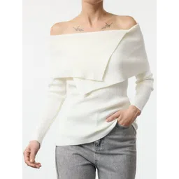 Trendyol Women Solid Long Sleeves Off-Shoulder Pullover Sweaters-picture-15