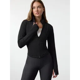 Trendyol Women Solid Mock Collar Crop Tailored Jacket-picture-41