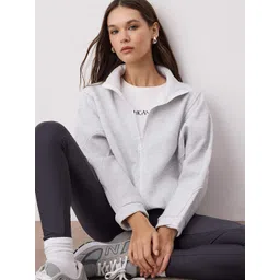 Trendyol Women Solid Mock Collar Long Sleeve Front-Open Sweatshirt-picture-21