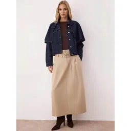 Trendyol Women Solid Pure Cotton A-Line Maxi Skirt-picture-31