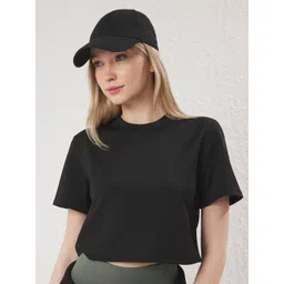 Trendyol Women Solid Round Neck Boxy T-shirt-picture-18