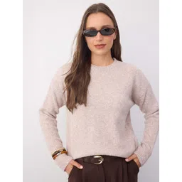 Trendyol Women Solid Round Neck Pullover-picture-30