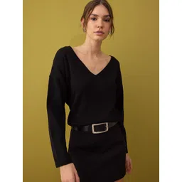 Trendyol Women Solid V-Neck Long Sleeves Pullover-picture-37