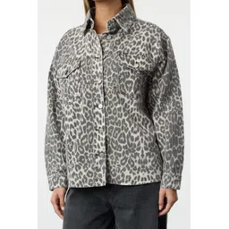 Trendyol Women Spread Collar Animal Printed Cotton Casual Tailored Jacket-picture-18