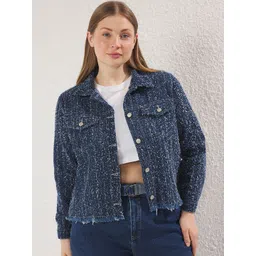 Trendyol Women Spread Collar Self Design Cotton Casual Tailored Jacket-picture-15