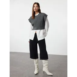 Trendyol Women Striped Crop Pullover-picture-33