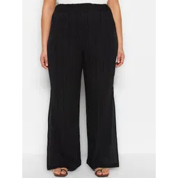 Trendyol Women Striped Mid-Rise Parallel Trousers-picture-14