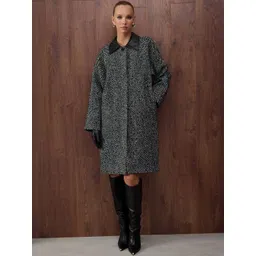 Trendyol Women Textured Single Breasted Spread Collar Longline Overcoat-picture-40