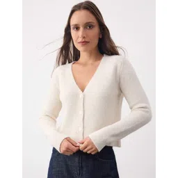 Trendyol Women V-Neck Long Sleeves Ribbed Crop Cardigan-picture-18