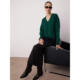 Trendyol Women V-Neck Long Sleeves Ribbed Pullover-picture-14