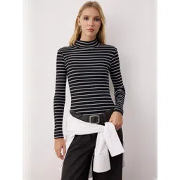 Trendyol Women Vertical Stripes High Neck Long Sleeves Top-picture-37