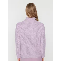 Trendyol Women Violet Cable Knit Pullover image 3