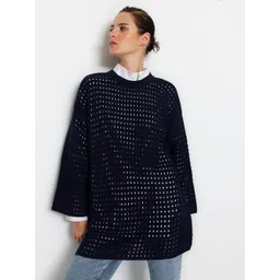 Trendyol Woven Design Round Neck Drop-Shoulder Sleeves Pullover Sweaters-picture-41
