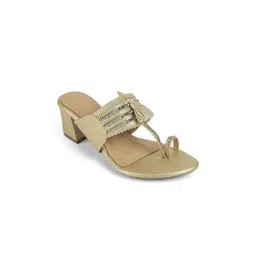 Tresmode Kola Gold Women Dress Block Heel Sandals-picture-21