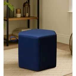 Hurricane Velvet Pouffe In Celestial Blue Colour-image-4