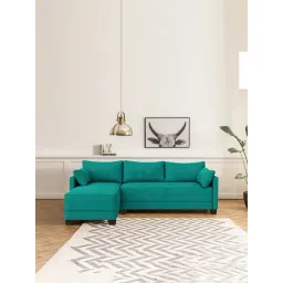 Trevi Duke Turquoise Green Fabric & Neem Wood 6 Seater LHS Sectional Sofa-image-41