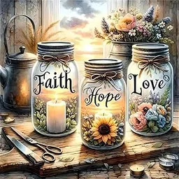 TREXEE Faith,Hope,Love Diamond Art Kits for Adults,Inspirational 5D Diamond Painting Kits for Beginners,DIY Paint with Round Full Drill Diamond Dots Gem Painting for Adults,Home Decor (30X40 CM) (Frameless)-picture-19