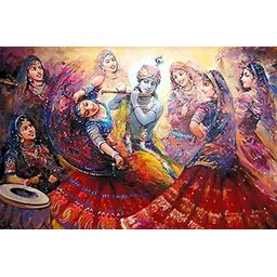 TREXEE Gopi Krishna Diamond Art Painting Kits for Adults, Stained Glass Full Drill Diamond Dots Paintings for Beginners, Round 5D Paint with Diamonds Pictures (30X40 CM)(Unframed)-picture-29