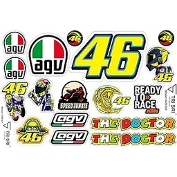 tri sri sticker Aesthetic VR46 and AGV Stickers for Bike and Helmet Decal, Water Proof - Maximum Attention - Residue-Free Removal - Self adhersive, Quality Sticker (Pack of 17) - TRI SRI Stickers-picture-19