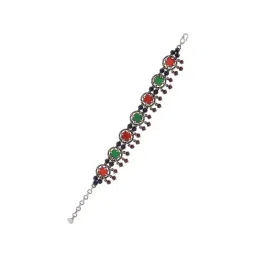 Tribe Amrapali Green & Red Colored Glass Flexible Fit Bracelet-picture-35
