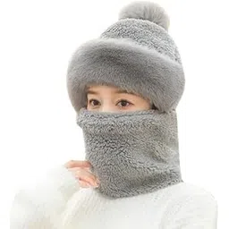 Tricky Shopper™ Winter Beanie Fur Fleece Monkey Balaclava Cap Hood Multi Use Woolen, Neck Warmer Scarf Casual Cap Hat for Women | Freesize-picture-33