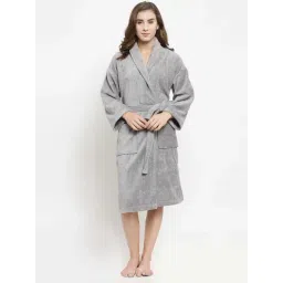 Trident Cloud Grey Cotton 350 GSM Bathrobe for Women (Large)-picture-45