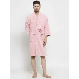 Trident Rose Pink Cotton 350 GSM Bathrobe for Men (Large)-picture-42