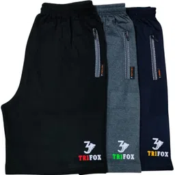 Pack of 3 Solid Men Multicolor Casual Shorts-image-2