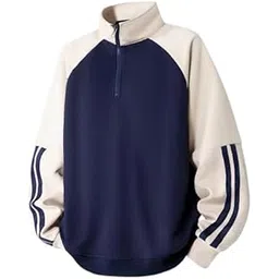 Half Zipper Solid Sweatshirt for Men (Regular Fit Polyester Blend)-image-2