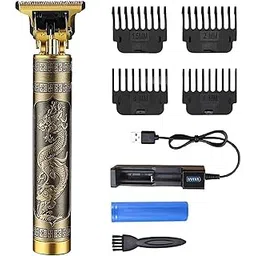 Trimmer Men Rechargeable Professional Hair Clipper Beard Mustache Shaver for Close Cutting Cordless Electric T-Blade Zero Gapped Edgers Men's Grooming Kit Full Body, Gold-picture-54