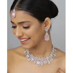 trink Women Rhodium-Plated American Diamond Studded Multi-piece Set-picture-47