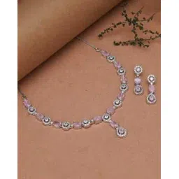 trink Women Silver-Plated Stone-Studded Necklace & Earrings Set-picture-34