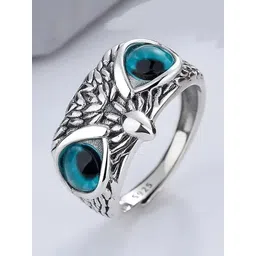 Trinket world Silver-Plated Onyx-Studded Finger Ring-picture-17