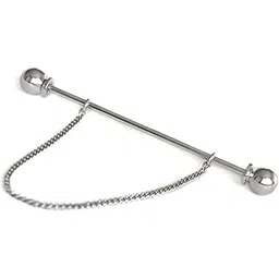 Silver Collar Bar with Removable Chain for Men Women Kids Corporate Party French Cuff Shirts Shirt Suit Blazer in A Gift Box TNSPSIL378 (PACK OF 2)-image-30