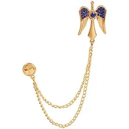 tripin Blue Golden Lapel Collar Pin Brooch with Chain for Men and Women-picture-35