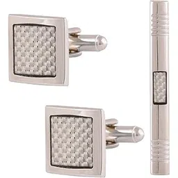 tripin Cufflinks For Men And Tie Pin Set Silver Black Colour For Office Corporate Party French Cuff Shirts Shirt Suit Blazer In A Gift Box Tstzzsilset508-picture-35