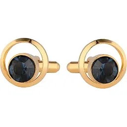 tripin Cufflinks For Men Brass Gold Golden See Through Cufflinks With Blue Stone In A Gift Box Tjhogold1893-picture-21