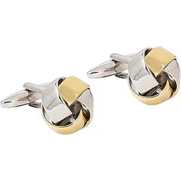 tripin Cufflinks For Men Knot Design Cufflinks In A Gift Box (Golden-Silver)-picture-33