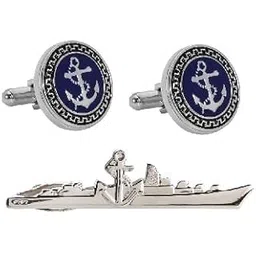 tripin Cufflinks For Men Ship And Anchor Shape Cufflinks And Tie Pin Set Branded Golden Gold Colour For Office Corporate Wedding Party French Cuff Shirts Shirt Suit Blazer In A Gift Box 2214-picture-17