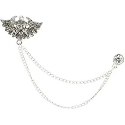 tripin Lapel Pin For Men Suit Silver Brass Classic Lion With Wings Collar Chain Brooch With Diamond Crystal In A Box For Men And Women Tmnxcpgsil1453-picture-30