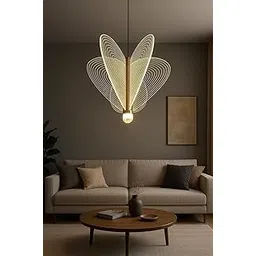 TRIPPING B146 Designer Butterfly Wing LED Pendant Light: Adjustable 3-in-1 Light Color (White, Warm, Natural), Modern Artistic Hanging Lamp with Round Ceiling Plate for Living Room, Dining Hall-picture-12