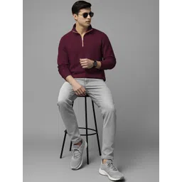 TRIPR Men High Neck Full Sleeve Half Zipper Sweatshirt image 5