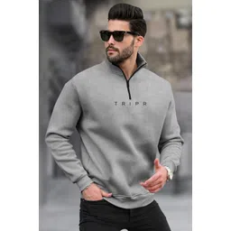 tripr Men Printed High Neck Grey Sweater-picture-27