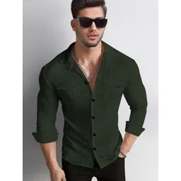 TRIPR Men Slim Fit Textured Spread Collar Cotton Casual Shirt-picture-34