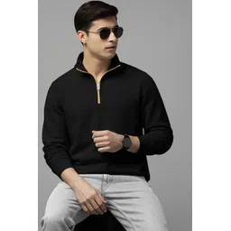 tripr Men Solid High Neck Black Sweater-picture-37